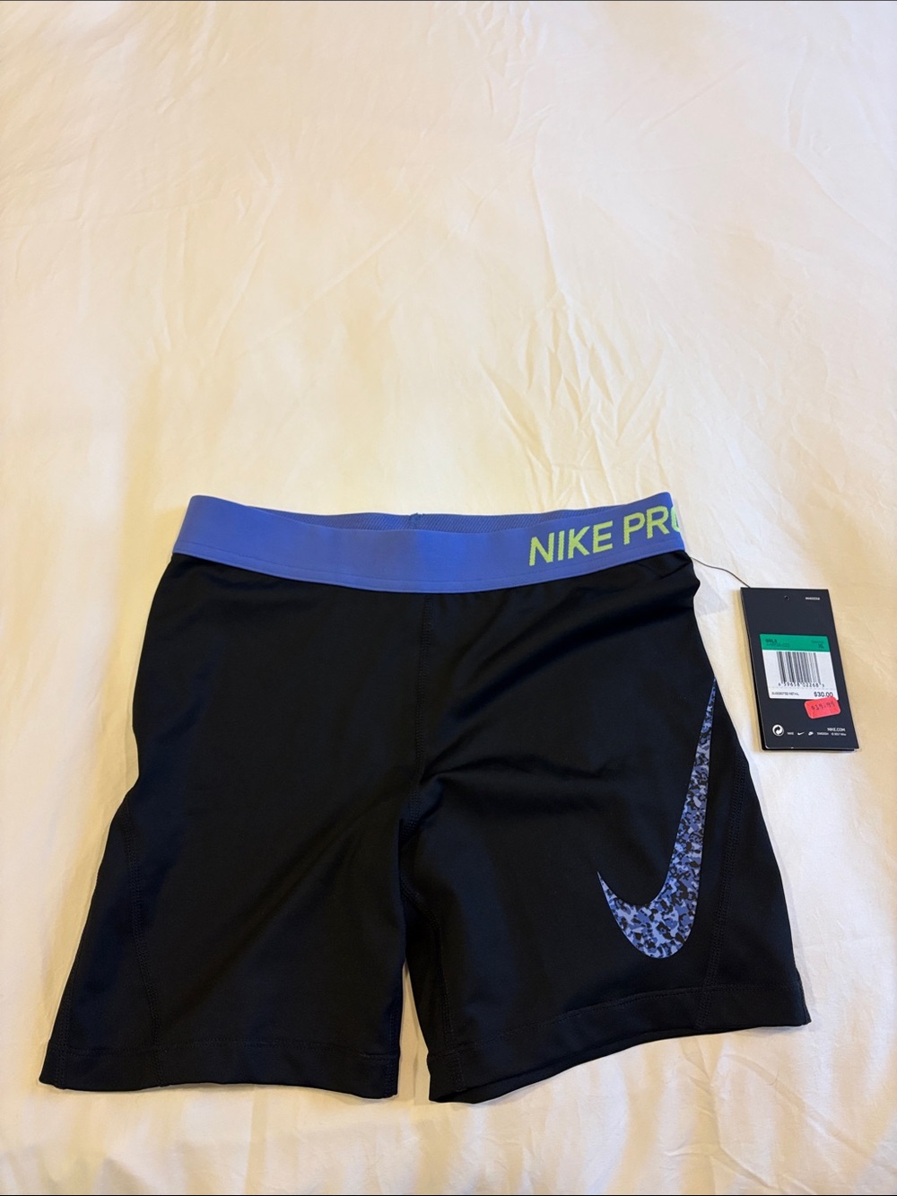 Nike Girls XL Black Athletic Shorts with purple Waistband